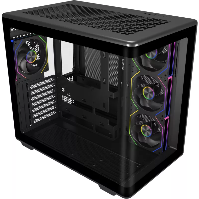 Elite 600 ARGB, Tower-Gehäuse schwarz, 2x gehärtetes Glas