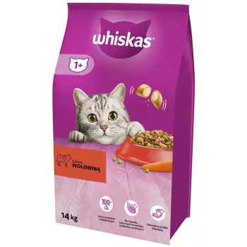 Trockenfutter für Katzen Whiskas Adult Rind 14 kg – vollwertige Ernährung für ausgewachsene Katzen