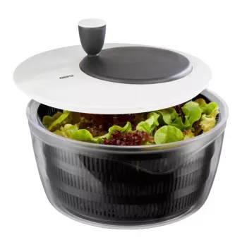 Salatschleuder GEFU Rotare mit Kurbelgriff, Fassungsvermögen 3 L, Kunststoffgehäuse, schwarz/weiß, spülmaschinengeeignet