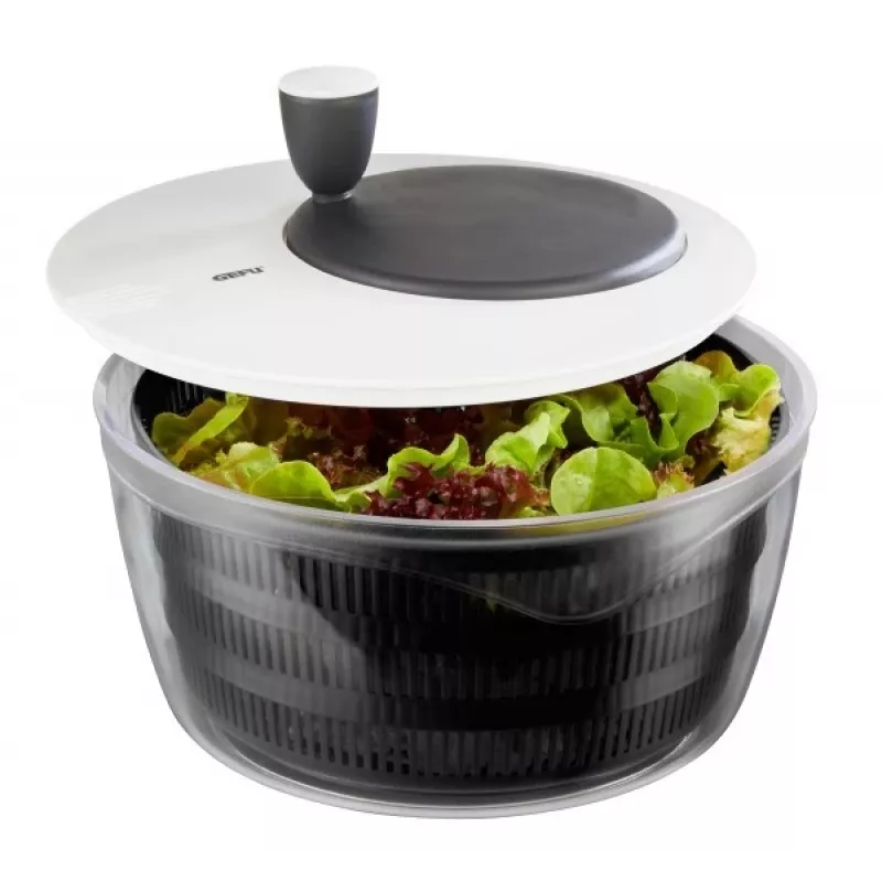 Salatschleuder GEFU Rotare mit Kurbelgriff, Fassungsvermögen 3 L, Kunststoffgehäuse, schwarz/weiß, spülmaschinengeeignet