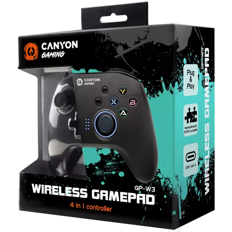 Joystick Canyon CND-GPW3 Gaming-Controller Schwarz