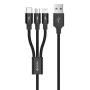 USB 3-in-1 Lade-/Datenkabel Devia Kintone Series — Lightning, Micro-USB, USB-C, 1,2 m, schwarz