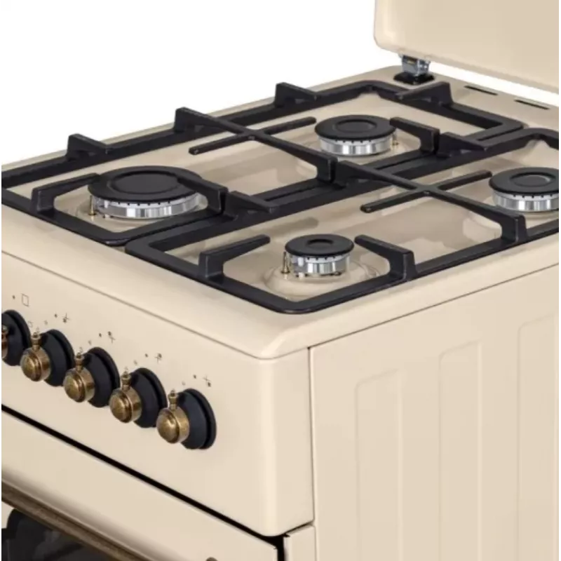 Gas-Elektroherd MPM MPM-56-KRM-14, 56 cm, 4 Gasbrenner, Elektrobackofen, creme