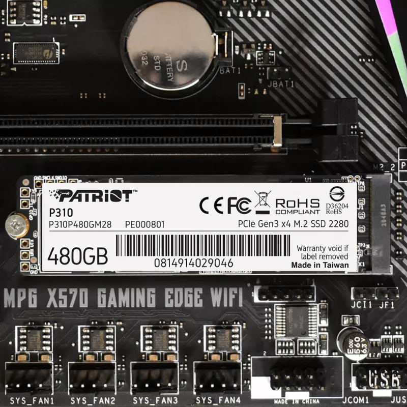 SSD Patriot Memory 480 GB M.2 PCI Express 3.0 NVMe P310
