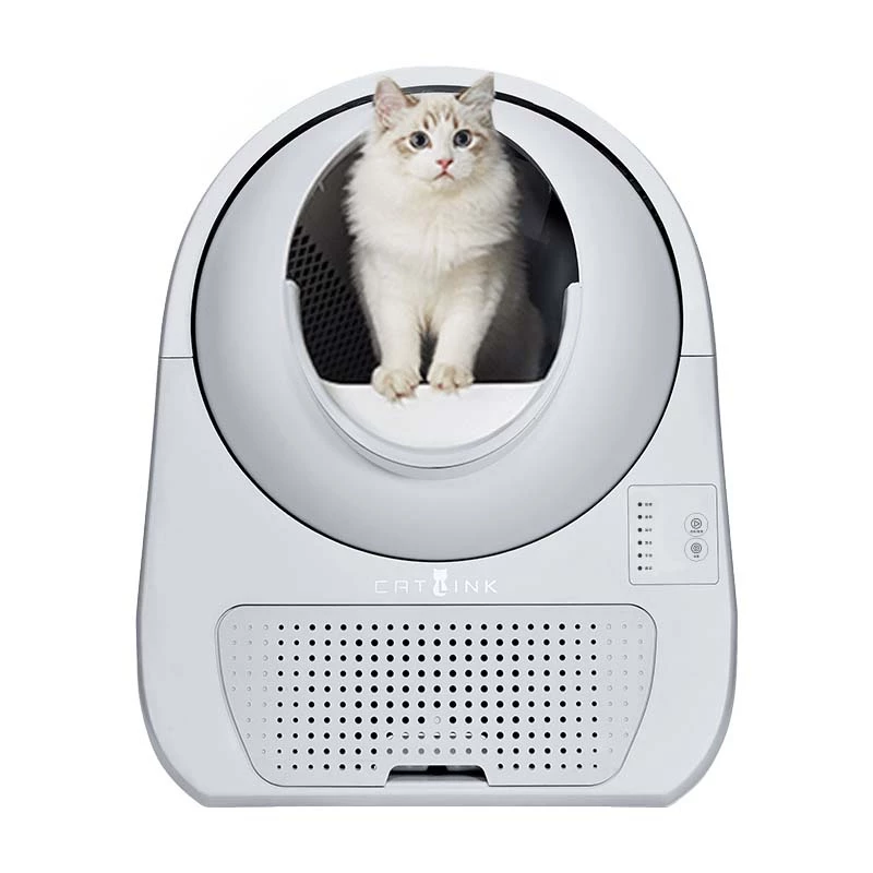 Selbstreinigende Katzentoilette Catlink Scooper Young, grau – 13 l, 600 × 580 mm, 12-V-Adapter
