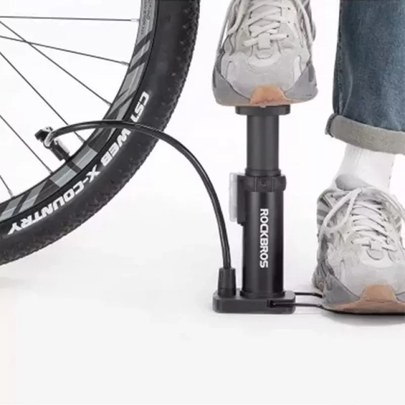 Rockbros 42610002001 Fahrrad-Standpumpe mit Manometer Schwarz