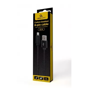 Lightning auf USB-A Kabel GEMBIRD CCDB-MUSB2B-AMLM-6 — 1,8 m, USB 2.0, 2,1 A, schwarz