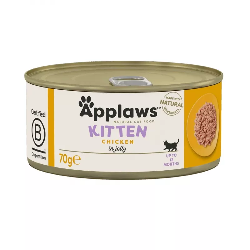 Applaws Katzennassfutter für Kätzchen Huhn in Gelee 70 g Beutel — 10 % Protein, 6 % Fett, 81 % Feuchtigkeit