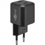 Wandladegerät GOOBAY 75333 — universelles AC-USB-C-Ladegerät für Innenräume, 2x USB-C, 35 W, Schwarz