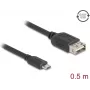 USB 2.0 Kabel DELOCK 81517, Micro-USB B auf USB A, 0,5 m, schwarz