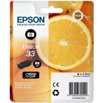 Epson Oranges C13T33414010 Tintenpatrone 1 Stück Original Foto schwarz
