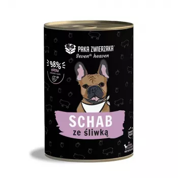 Nassfutter für Hunde PAKA ZWIERZAKA Seventh Heaven Schwein mit Pflaume 400 g, Dose, ausgewachsene Hunde, 83,1 % Feuchtigkeit