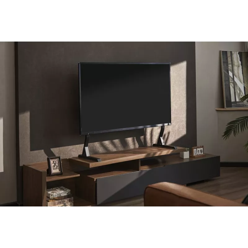 Boden-TV-Ständer GEMBIRD TVS-D90F-01 für 45–90 Zoll Fernseher, Stahl, feste Höhe, VESA 200x200–800x400, max. Belastung 60 kg, 970×800×525 mm