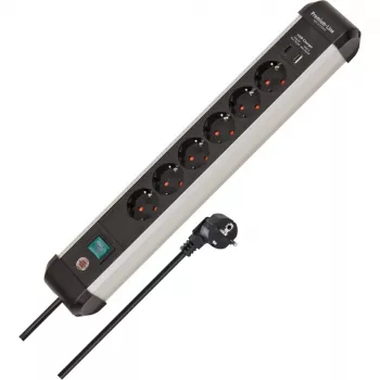 Steckdosenleiste Brennenstuhl 1391030611 3 m 6 AC-Steckdosen Innenbereich Schwarz Silber
