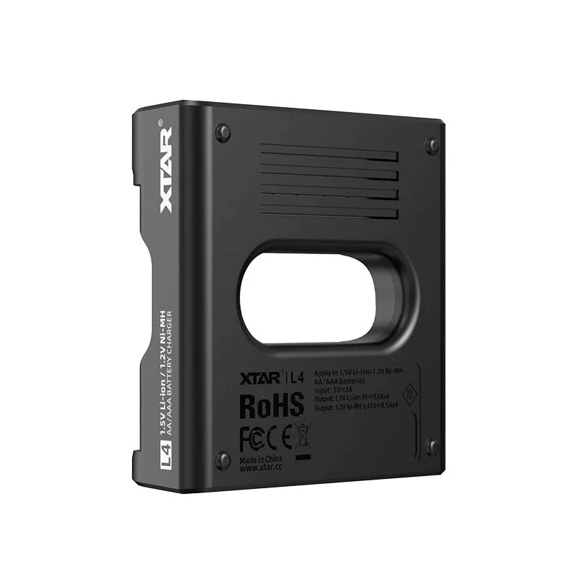 Batterieladegerät XTAR 4-Slot für AA/AAA (Li-Ion, NiMH) USB-C, LED-Anzeigen, schwarz
