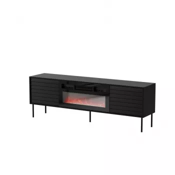 TV-Schrank Cama Meble CORTINA 180x40x60 cm schwarz mit schwarzem Kamin