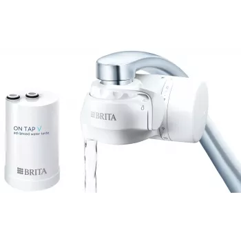 Wasserhahn-Wasserfilter BRITA ON TAP V CU CE2 (1052067) — 4-stufig, 600 L Kapazität, 3 Modi, 5 Adapter, weiß