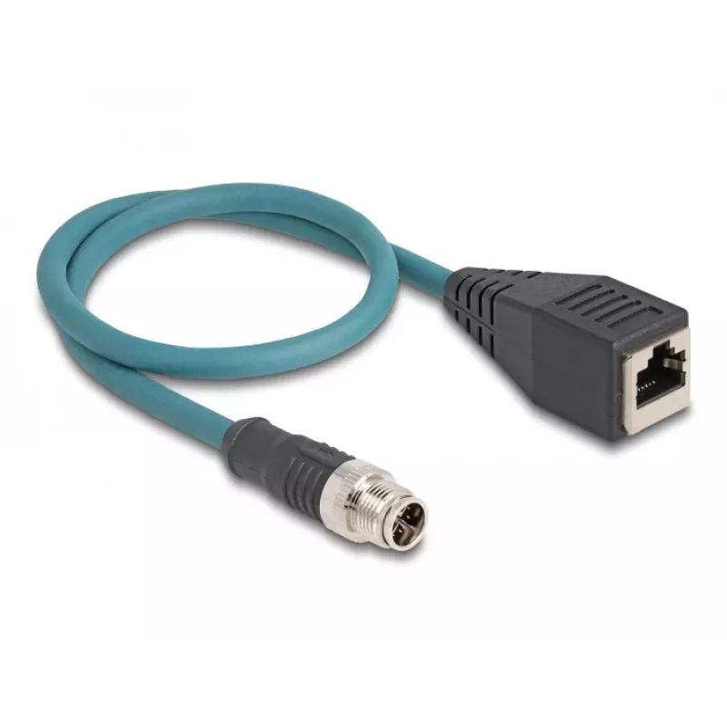 DeLOCK M12 Adapterkabel X-kodiert 8 Pin Stecker auf RJ45 Buchse 50 cm
