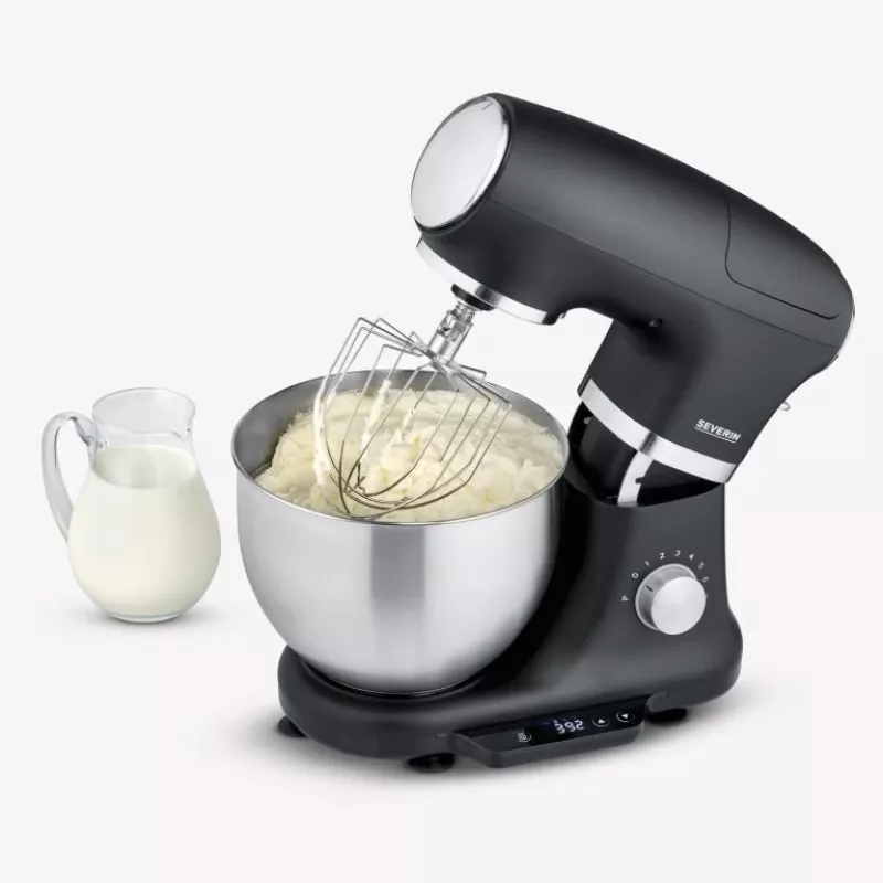 Küchenmaschine Severin KM 3898 1000 W 5,5 L Schwarz Gebürsteter Stahl Silber