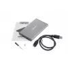 Externes HDD/SSD-Gehäuse NATEC Rhino GO — 2,5 Zoll SATA, 9,5 mm, USB 3.0, Aluminium, grau, bis zu 4 TB