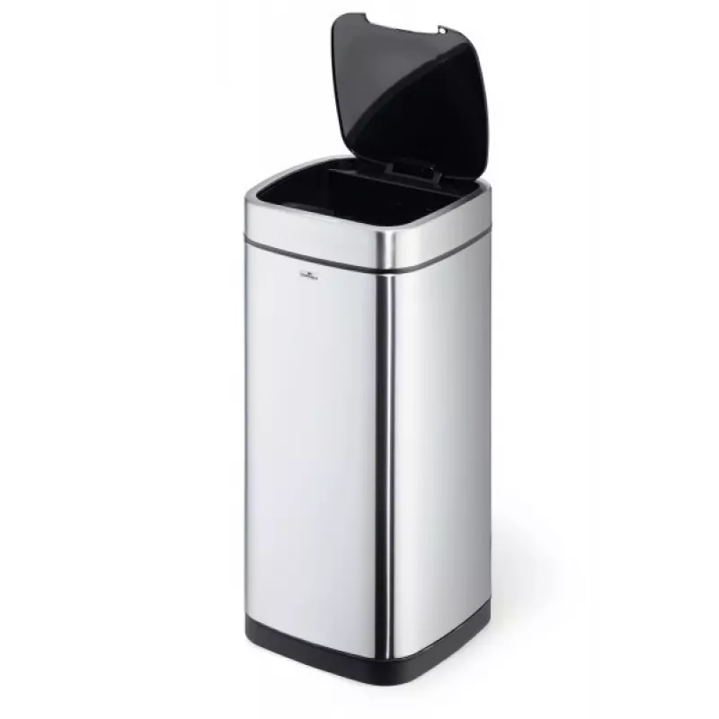 Rechteckiger Mülleimer Durable NO TOUCH 35L Edelstahl Schwarz Silber