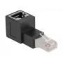 DeLOCK RJ45-Stecker auf RJ45-Buchse Adapter Kat.6A 90°-gewinkelt (nach oben) Schwarz