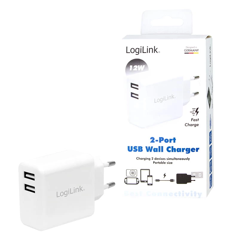 LogiLink Netzteil - 12 Watt - 2,4 A - 2 Ausgangsports (USB)