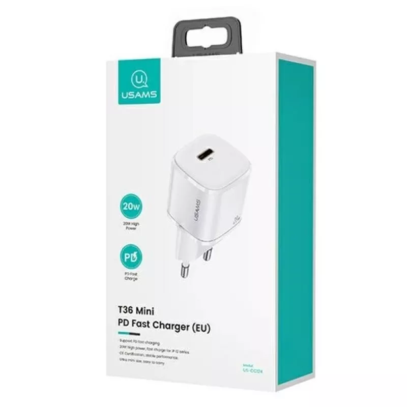 Tragbares Telefonladegerät usams T36 mit 1x USB-C PD3.0 und integriertem Lightning-Kabel