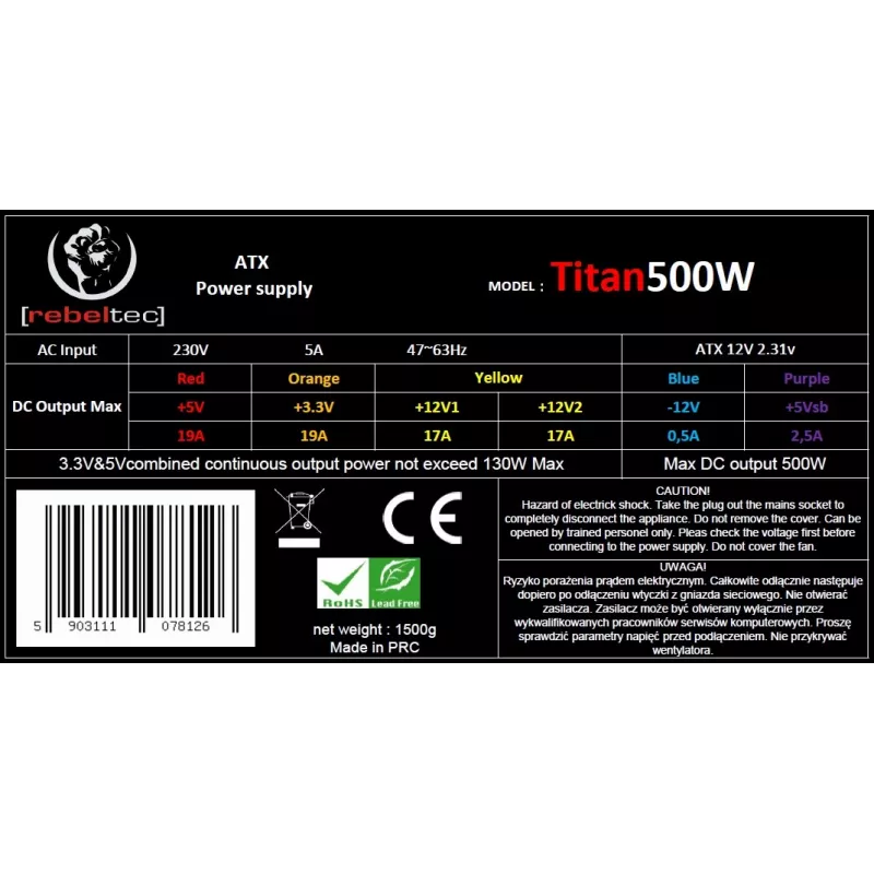 Netzteil ATX v2.31 TITAN 500W