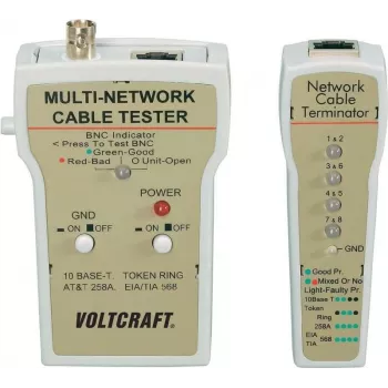 Netzwerkkabeltester Voltcraft CT-1 für BNC und RJ-45, testet 10Base-T UTP/STP