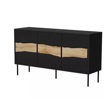 Kommode cama meble INSERTO 3D 143,5×40×80 cm schwarz mit LED, Spanplatte, 16 mm Rahmen