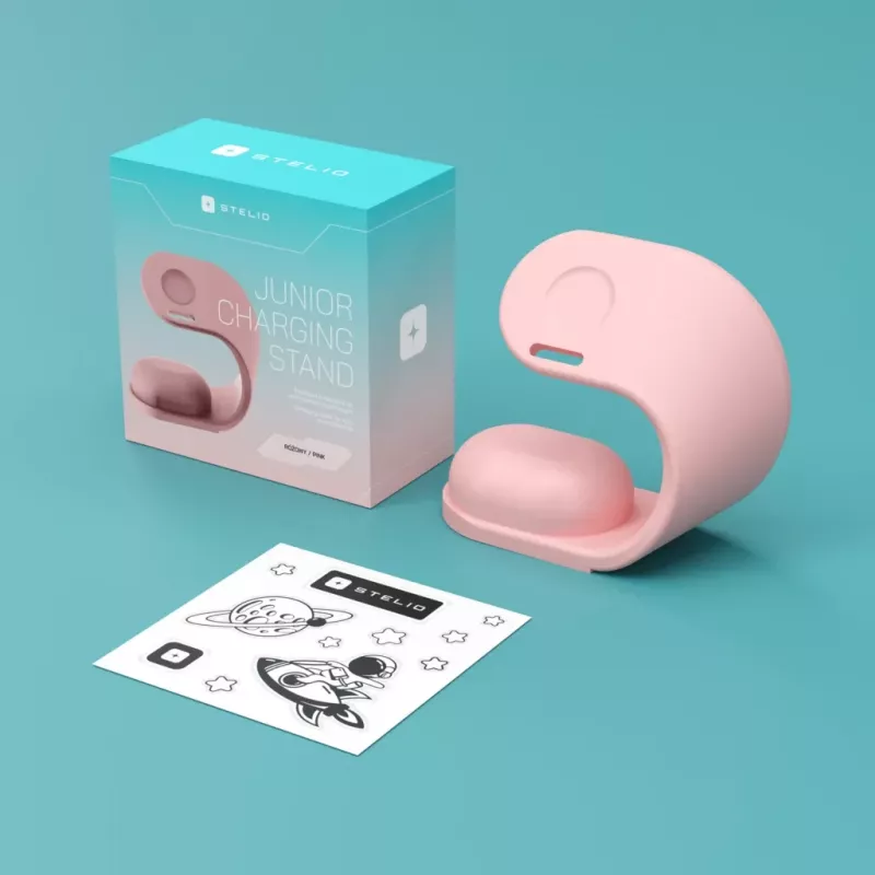 Ladestation Stelio ST-CHS01-PK Junior pink – USB-Ladedock für Telefone und Tablets, Einzelport, kompakt
