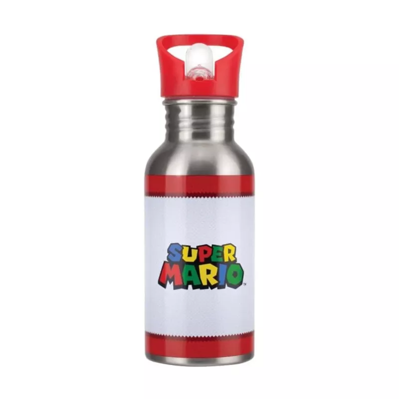 Paladone Super Mario Metall-Wasserflasche mit Strohhalm