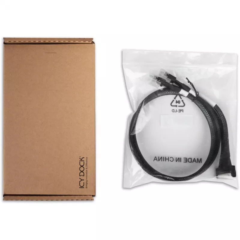 Icy Dock Kabel MCIO 8i SFF-TA-1016 auf 2x SlimSAS SFF-8654 4i Kabel 0,5 m – Kabel (MB310L-B)