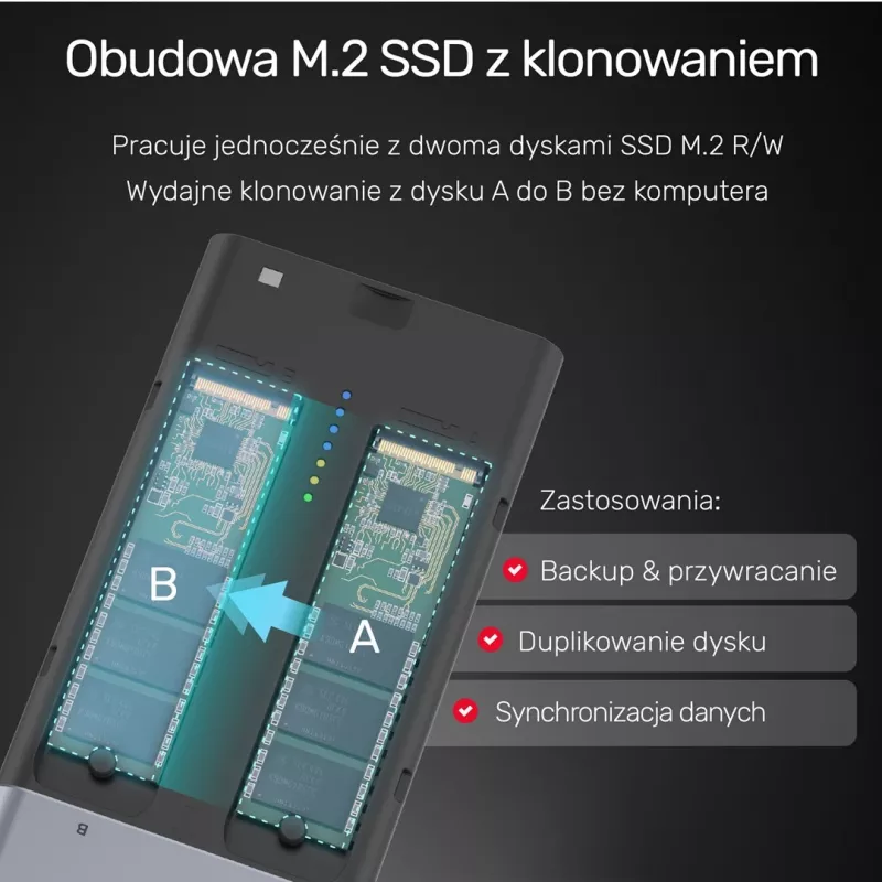 SSD-Gehäuse Unitek S1206A für 2× M.2 NVMe PCIe Gen3 x4 Laufwerke, USB 3.2 Gen 2 (10 Gbit/s), Aluminium, USB-C, inklusive Netzteil