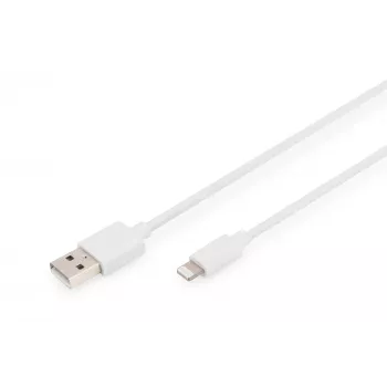 DIGITUS - Lightning-Kabel - Lightning (M) zu USB (M) - 1,0 m - Doppelisolierung - Weiß - Vergossen - für Apple iPad/iPhone/iPod (Lightning) (DB-600106-010-W)