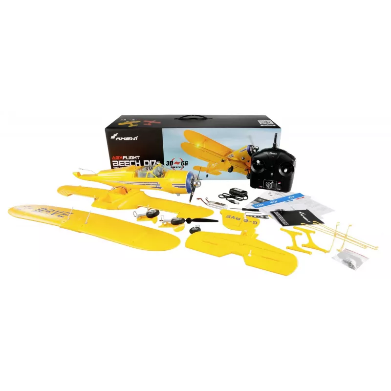 RC-Flugzeug Amewi AMXFlight Beech D17s 3D/6G RTF — gelb, flugfertiges Modell