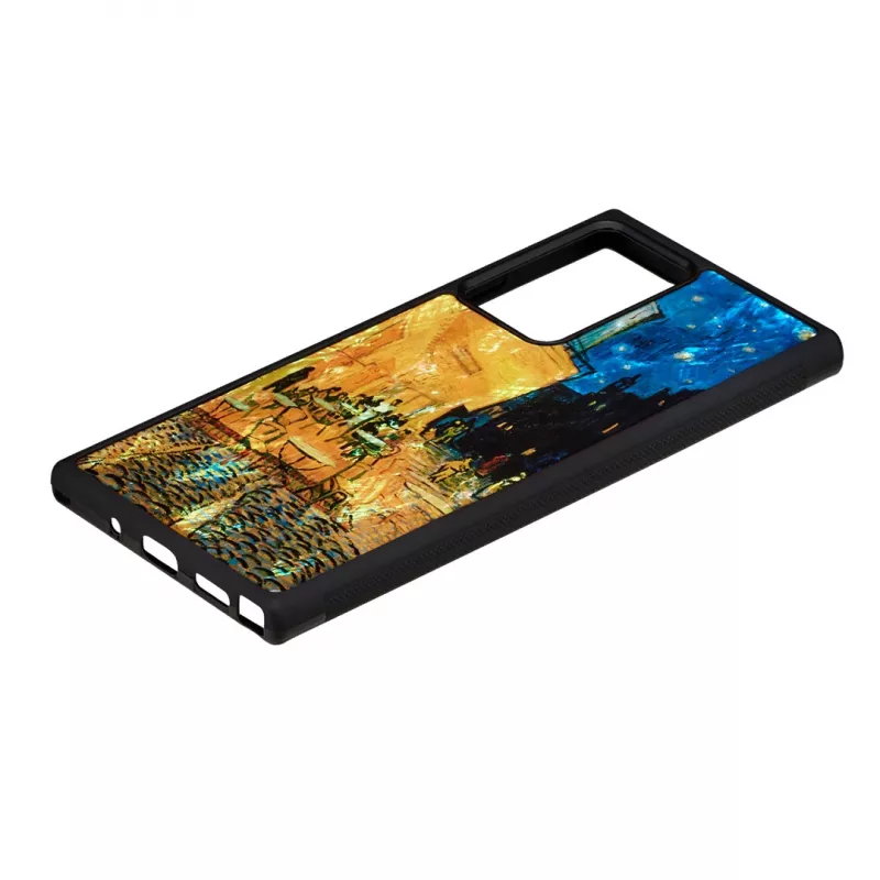 Handyhülle iKins für Samsung Galaxy Note 20 Ultra — schwarz, Café-Terrassen-Design