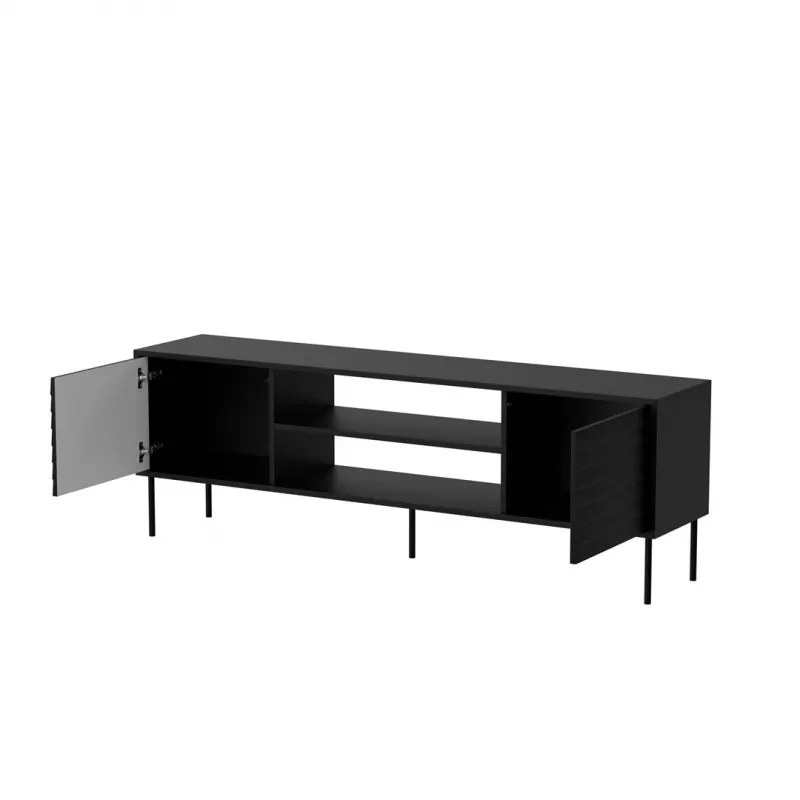 TV-Schrank cama meble CORTINA EF 180×40×60 cm, schwarz, Spanplatten-Oberplatte, schwarzer Rahmen