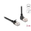 Netzwerkkabel DeLOCK RJ45 Cat.6A S/FTP schlank 90° 3 m Schwarz