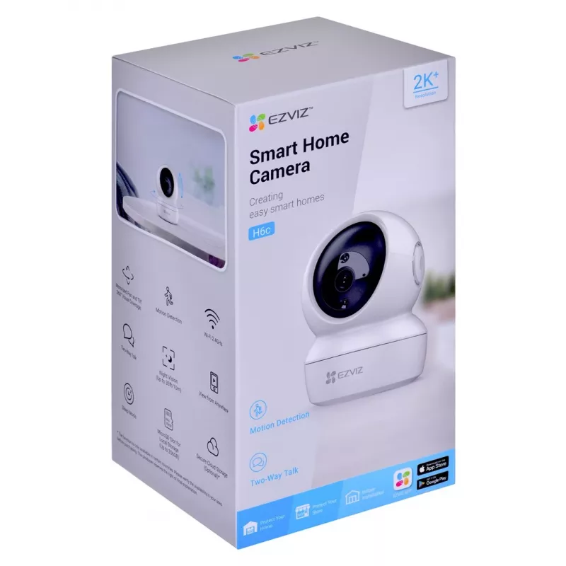 EZVIZ H6c 1920 x 1080 IP-Überwachungskamera, innen, kugelförmig, Wi‑Fi & Ethernet, 4 mm Objektiv, 360° Schwenkbereich, microSD bis zu 256 GB
