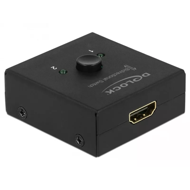 DeLock HDMI 2-1 bidirektional 4K 60 Hz kompakt - Retail Box - Video/Audio-Switch - 2 x HDMI - Desktop (64072)
