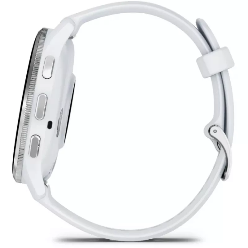 Smartwatch GARMIN Venu 3 – 1,4 Zoll AMOLED, 45 mm Gehäuse, GPS, Wi‑Fi, 8 GB, Silber/Weiß, Silikonarmband