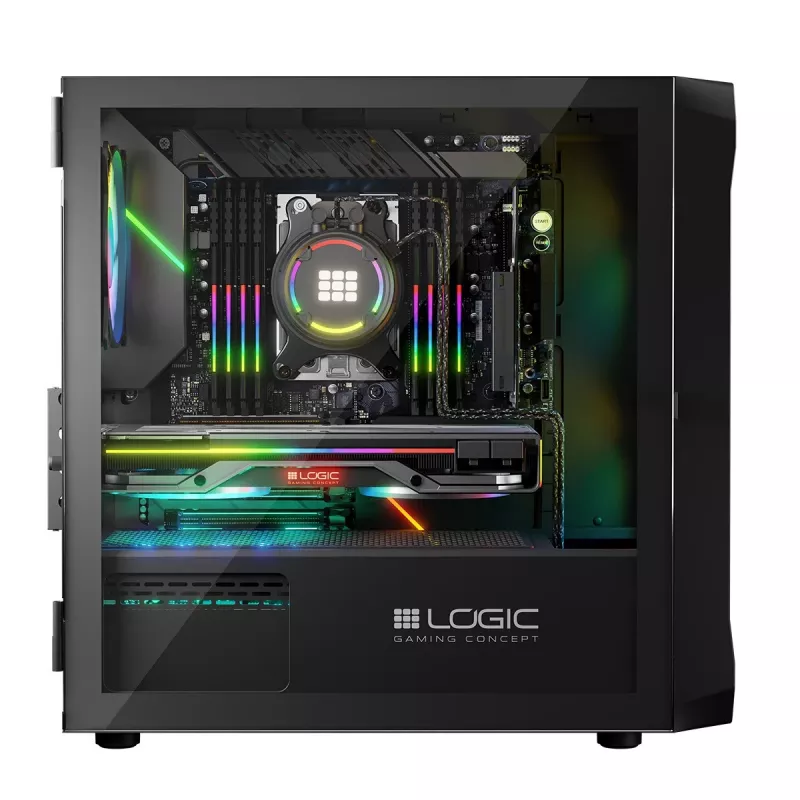 Computer-Gehäuse Logic Concept Portos Mini ARGB Micro ATX Schwarz