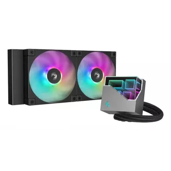 All-in-One-Flüssigkeitskühler DeepCool LT240 — 240-mm-Radiator, 2x 120-mm-PWM-Lüfter, hydrodynamisches Lager, LGA-1200-Unterstützung, schwarz