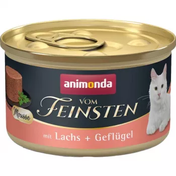 Nassfutter für Katzen animonda Vom Feinsten Lachs & Geflügel getreidefrei 85 g Dose, adult, glutenfrei, sojafrei
