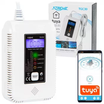 Kohlenmonoxid- und Gasmelder BLOW TGC30 WiFi Tuya — LCD, 85 dB, kabelgebunden, Aufputzmontage, weiß