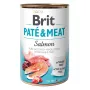 Nassfutter für Hunde Brit Paté & Meat mit Lachs 400 g – vollständige Dosenmahlzeit für ausgewachsene Hunde, 75 % Feuchtigkeit, 11 % Protein, 9 % Fett