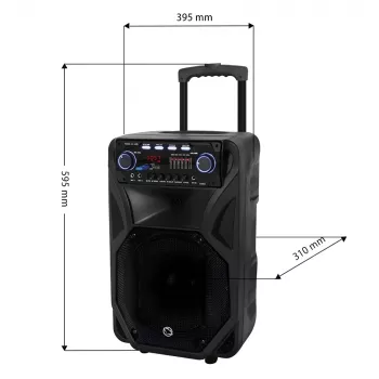 Tragbarer Karaoke-Lautsprecher MANTA SPK5021PRO 20W, 12-Zoll-Tieftöner, 80W RMS, Bluetooth, Akkulaufzeit bis zu 5 Std., SD/USB, Mikrofon- und Gitarreneingänge