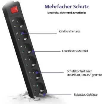 Steckdosenleiste helos CLASSIC 6-fach 1,5 m mit Schalter
